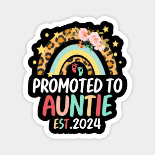 Promoted to Auntie 2024 Rainbow Flora Pregnancy Announcement Magnet