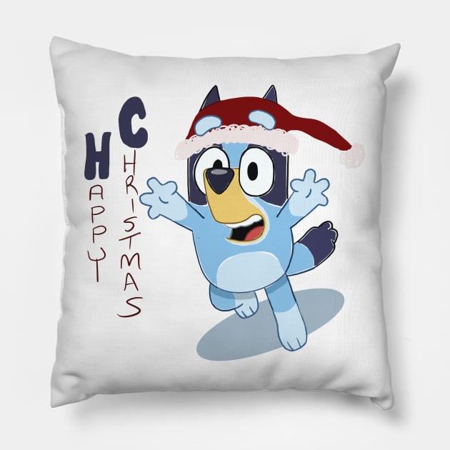 Bluey Christmas Digital Drawing Fan Art Pillow by Blue Moon Barn