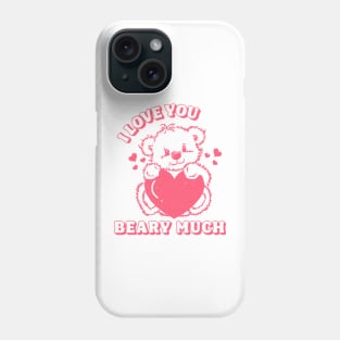 Valentine's Day Retro 80s I Love You Beary Much Pink Bear Phone Case