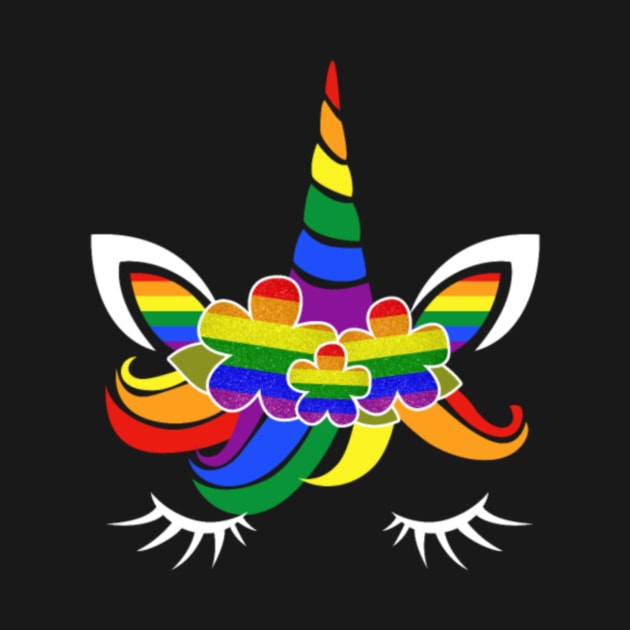 Cute LGBT Unicorn LGBT Gay Lesbian Pride T-shirt by Nulian Sanchez