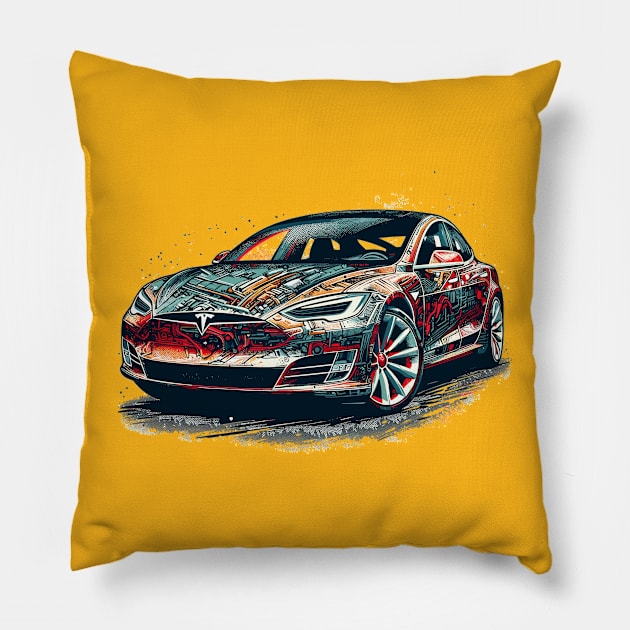 Tesla Model S Pillow by Vehicles-Art