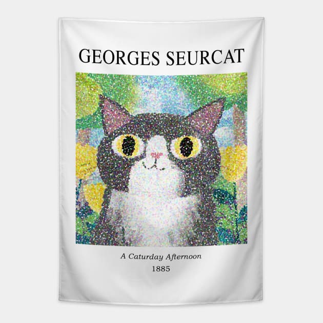 Georges Seurcat Gallery Cat Tapestry by Planet Cat Studio