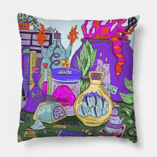 Witchy Hallowen Scene Pillow