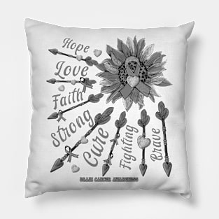 Brain Cancer Awareness - Sunflower leopard faith love fight Pillow