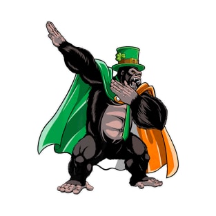 Dabbing Gorilla St Patricks Day Men Leprechaun Irish T-Shirt