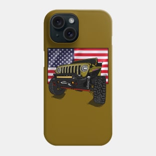 Jeep with American Flag - Harvest Tan Essential Phone Case