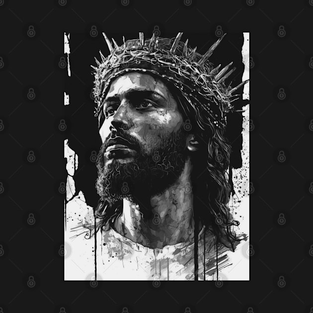 Jesus Christ Wearing Crown of Thorns by AI Art Originals