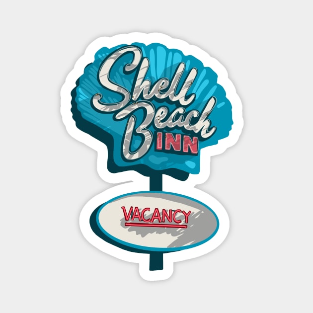 Shell Beach Inn Sign Magnet by jenblove