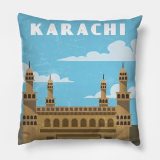 Karachi, Pakistan.Retro travel poster Pillow