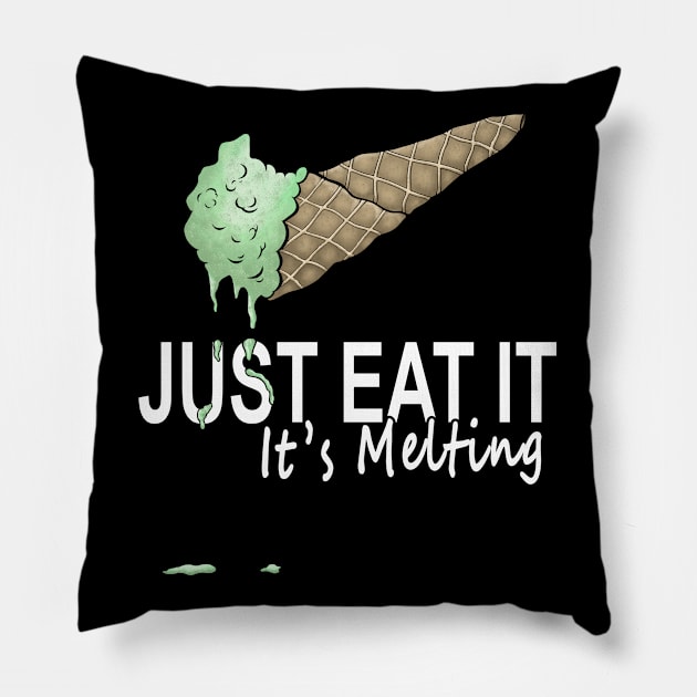 Just Eat It It’s Melting Funny Ice Mint Cream Fitness Pillow by FrontalLobe