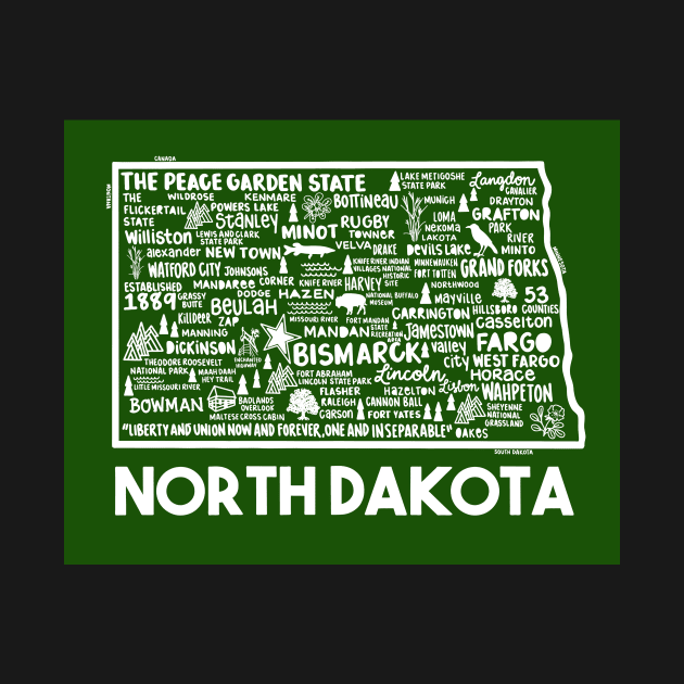 North Dakota Map by fiberandgloss