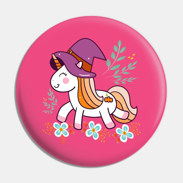 Cute Unicorn Animals Flower Pin by JeffDesign