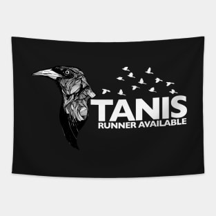 Tanis Grackle (white letters) by Gareth A. Hopkins (grthink) Tapestry