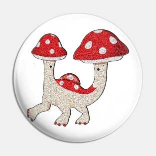 Red and White Mushroom Hat Brontosaurus A Simple Delight Pin