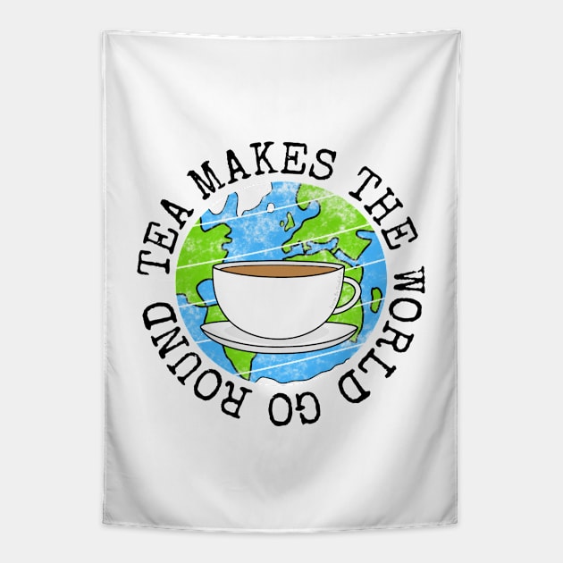 Tea Makes The World Go Round, Earth Day Tapestry by doodlerob