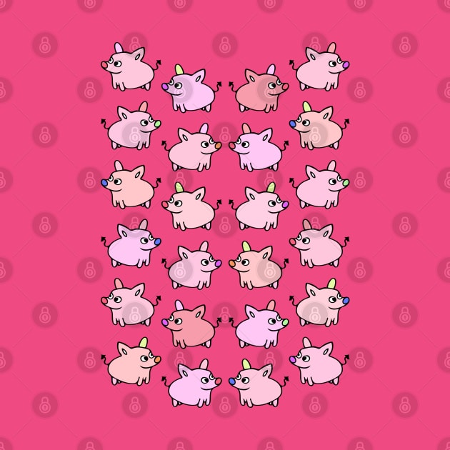 Cute and Colorful Pig Pattern by Davey's Designs