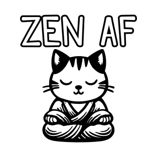 Cute Zen AF Meditating Cartoon Monk Cat T-Shirt