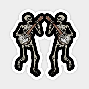 Retro Dancing Skeleton Pair Banjo Vintage Graphic Magnet