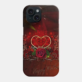 Happy mother's day with heart and roses Phone Case