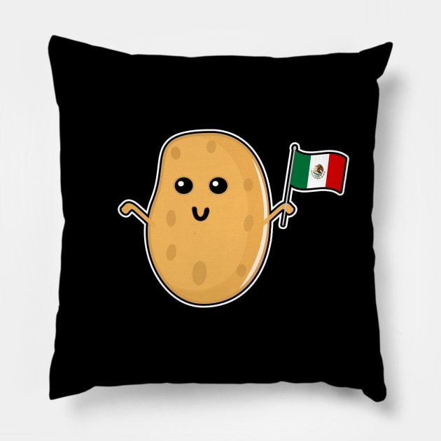 Potato With A Mexican Flag Pillow by LunaMay