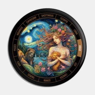 ZODIAC Virgo - Astrological VIRGO - VIRGO - ZODIAC sign - Van Gogh style - 4 Pin