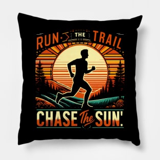 Running vintage style , Trail runner adventure Pillow