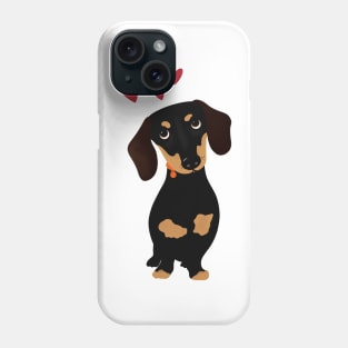 Cute Cartoon Dachshund with Three Red Hearts Phone Case