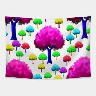 pink blue green colorful tree leaves background pattern Tapestry