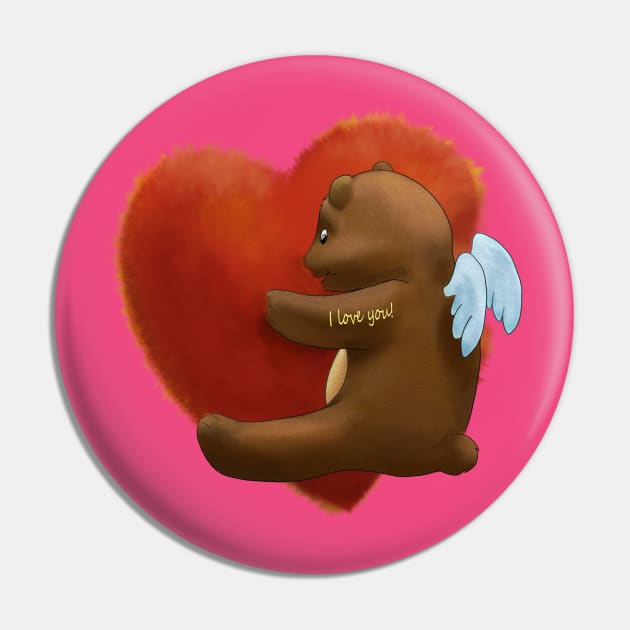 Teddy bear hug heart Pin by Zimart