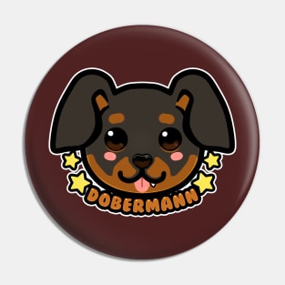 KAWAII Chibi Dobermann Dog Face Pin