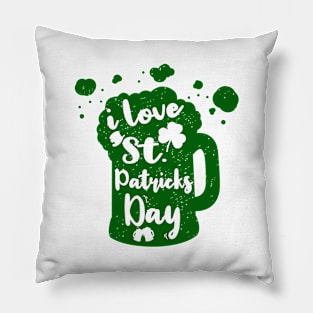 St Patrick's Day Irish Funny Clover Shamrock Beer Silhouette Pillow