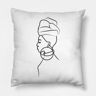 African woman line art Pillow