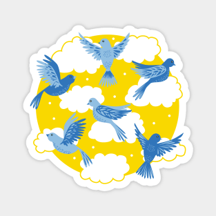 Blue Birds on a Sunny Yellow Sky Magnet