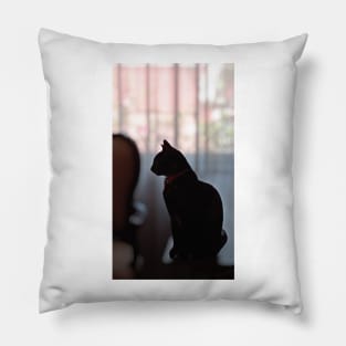 silueta de gato negro Pillow