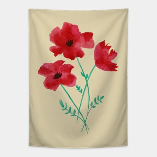 Red Poppy Watercolour Tapestry