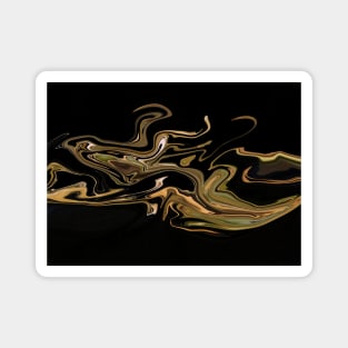 Sage Green & Gold  - Digital Liquid Paint Swirls Magnet