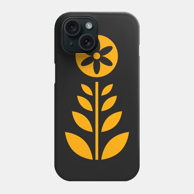 Scandinavian Retro Flowers Honey Yellow on Beige Phone Case by Pinkdeer