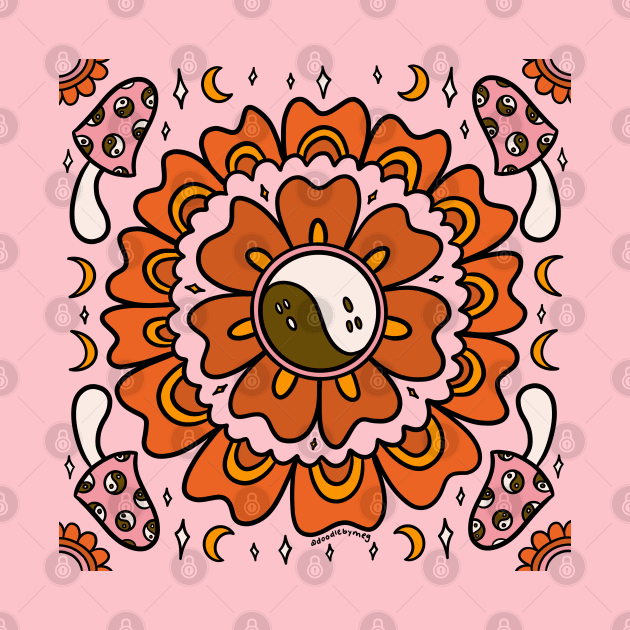 Spooky Yin Yang Flower by Doodle by Meg