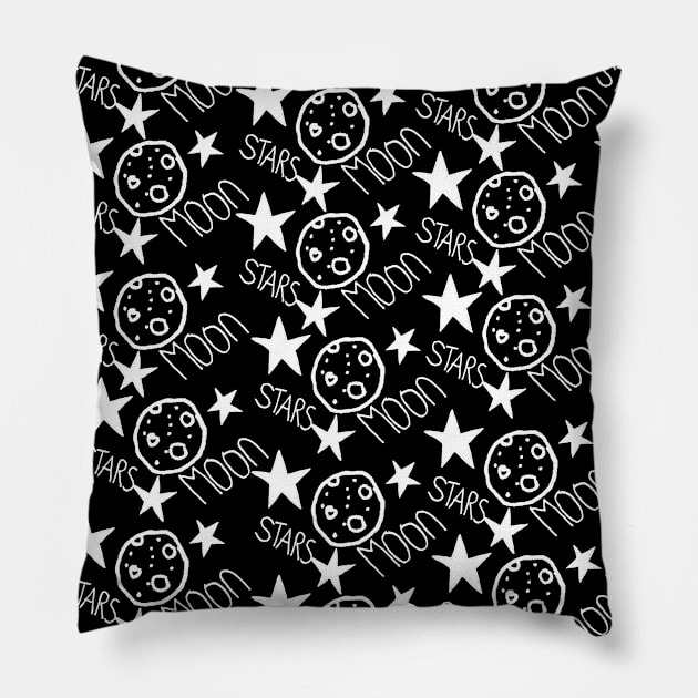 Moon and stars Pillow by Swadeillustrations