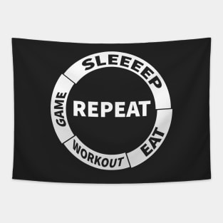 Sleep Eat Workout Game Repeat Tapestry