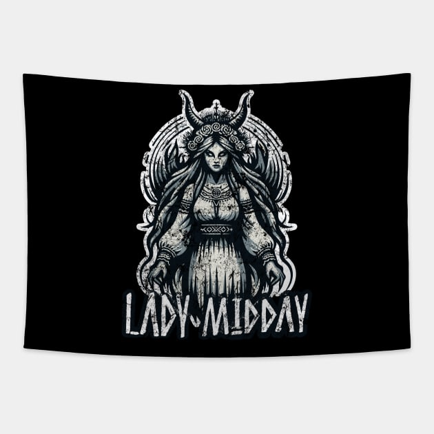 Mystic Matron of Noon - Mythical Sorceress Apparel - Lady Midday Tapestry by Skull Riffs & Zombie Threads