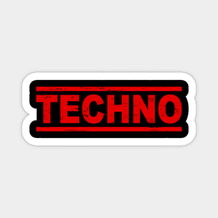TECHNO MUSIC RED TEXT Magnet