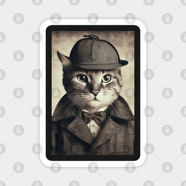 Detective Cat Magnet by LizTodd