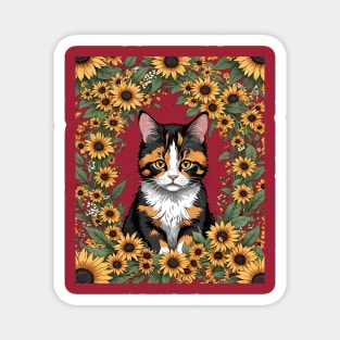 Maryland Calico Cat And Black Eyed Susan Flowers 1 Magnet