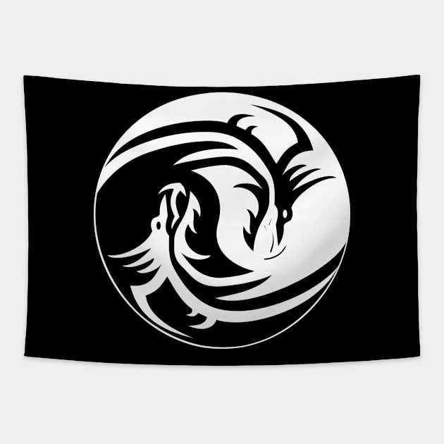 Chinese Dragon Yin and Yang Tapestry by The Lucid Frog