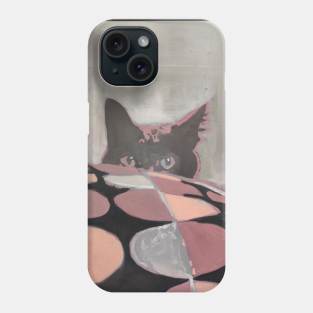 Cat behind a pillow painting Phone Case