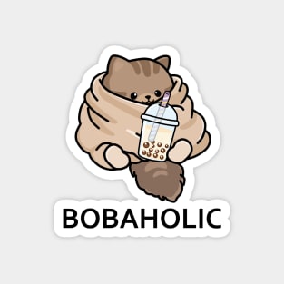 Bobaholic Cozy Kitten Loves Boba! Magnet