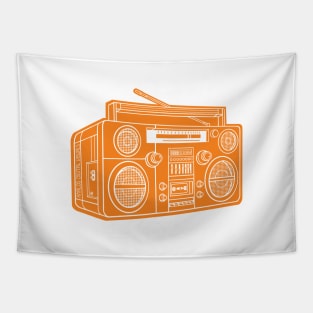 Boombox (White Lines + Princeton Orange Drop Shadow) Analog / Music Tapestry