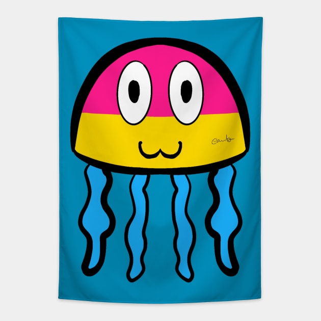 Pansexual Pride Jellfish Tapestry by AlienClownThings