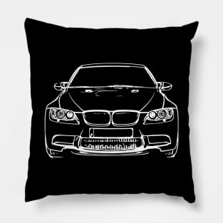 White E90 Car Sketch Art Pillow